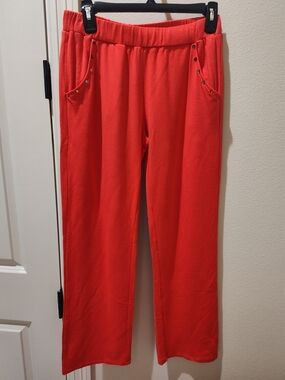 NWT Bright Coral EAN13 Wide-Leg Lounge Pants Made In Italy Sz Small